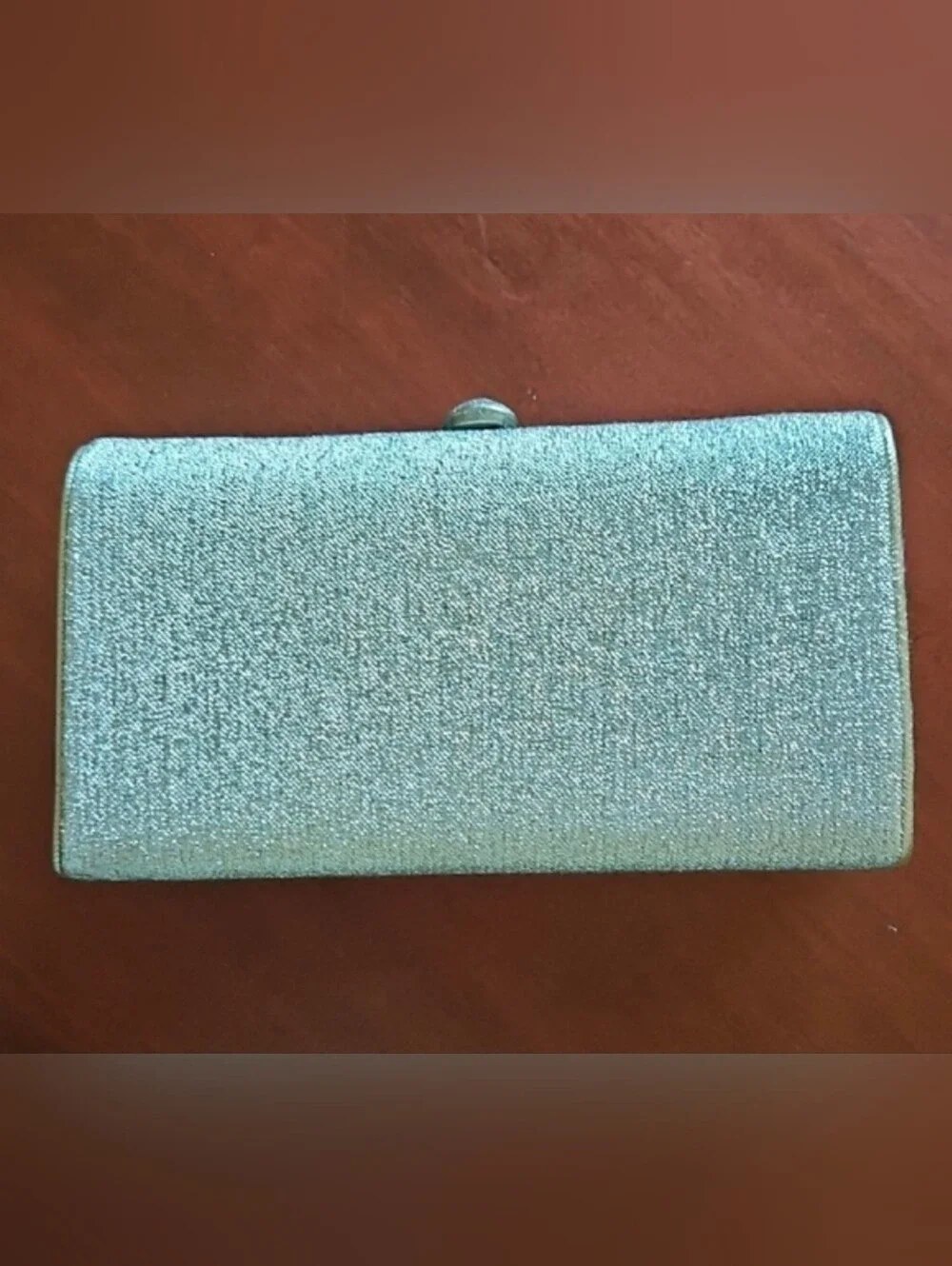 Elegant Clutch Shimmery Silver Women's Vintage - Attached Tuck Away Chain Handle